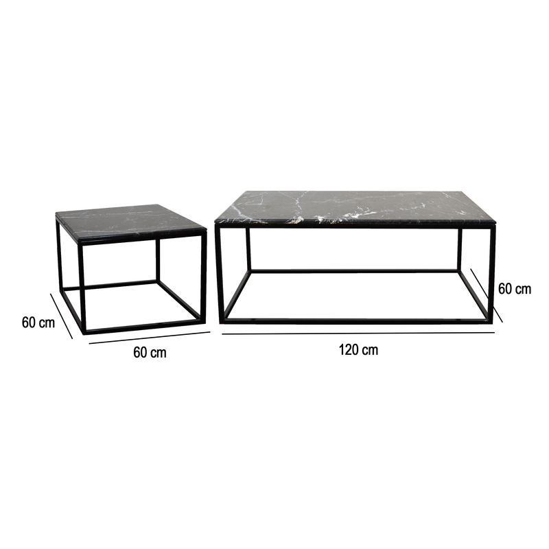 Square set tables black